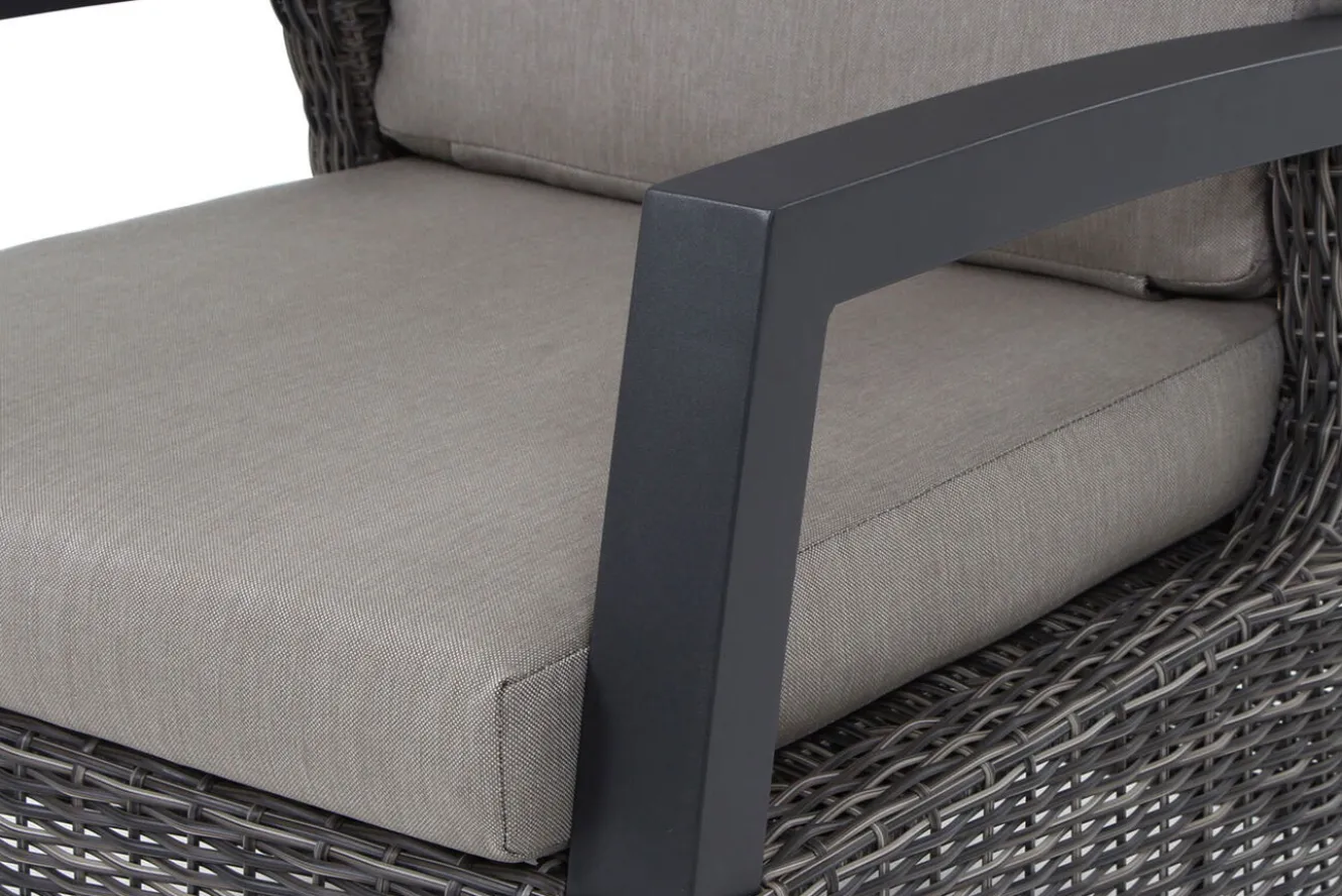 SIENA GARDEN Corido/Bellani Pinie Gartenlounge, charcoal/anthrazit/pinie-grau, Alu/Keramik/Gardino®-Geflecht, Lifttisch 140x85 cm, 4 Loungesessel