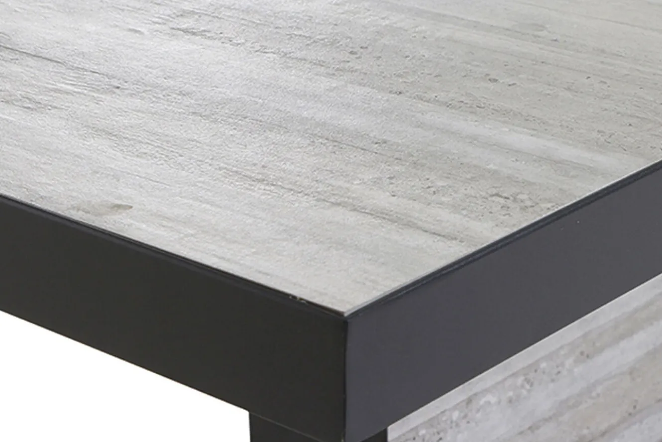 SIENA GARDEN Corido/Bellani Pinie Gartenlounge, charcoal/anthrazit/pinie-grau, Alu/Keramik/Gardino®-Geflecht, Lifttisch 140x85 cm, 4 Relaxsessel