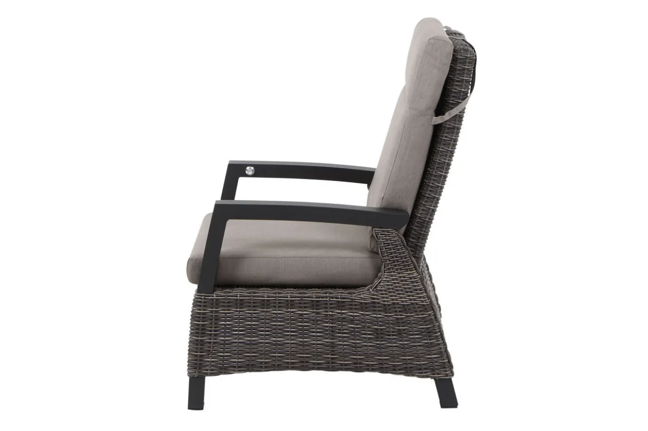 SIENA GARDEN Corido Garten-Essgruppe, charcoal, Alu / Gardino®-Geflecht, 4 Loungesessel, stufenloser Lifttisch 130x75x47-71cm