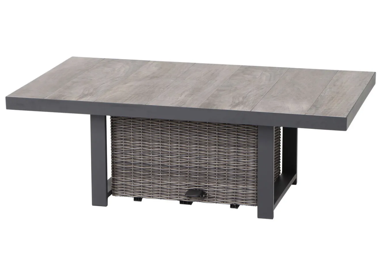 SIENA GARDEN Corido Garten-Essgruppe, charcoal, Alu / Gardino®-Geflecht, 4 Loungesessel, stufenloser Lifttisch 130x75x47-71cm