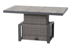 SIENA GARDEN Corido Garten-Essgruppe, charcoal, Alu / Gardino®-Geflecht, 4 Relaxsessel, stufenloser Lifttisch 130x75x47-71cm