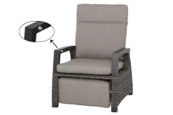 SIENA GARDEN Corido Garten-Essgruppe, charcoal, Alu / Gardino®-Geflecht, 4 Relaxsessel, stufenloser Lifttisch 130x75x47-71cm