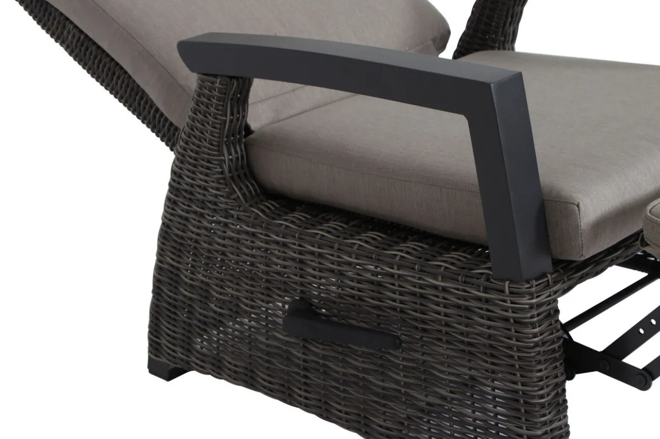 SIENA GARDEN Corido Garten-Essgruppe, charcoal, Alu / Gardino®-Geflecht, 6 Relaxsessel, stufenloser Lifttisch 160x90x47-71cm