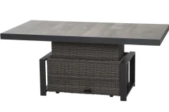 SIENA GARDEN Corido Garten-Essgruppe, charcoal, Alu / Gardino®-Geflecht, 6 Relaxsessel, stufenloser Lifttisch 160x90x47-71cm