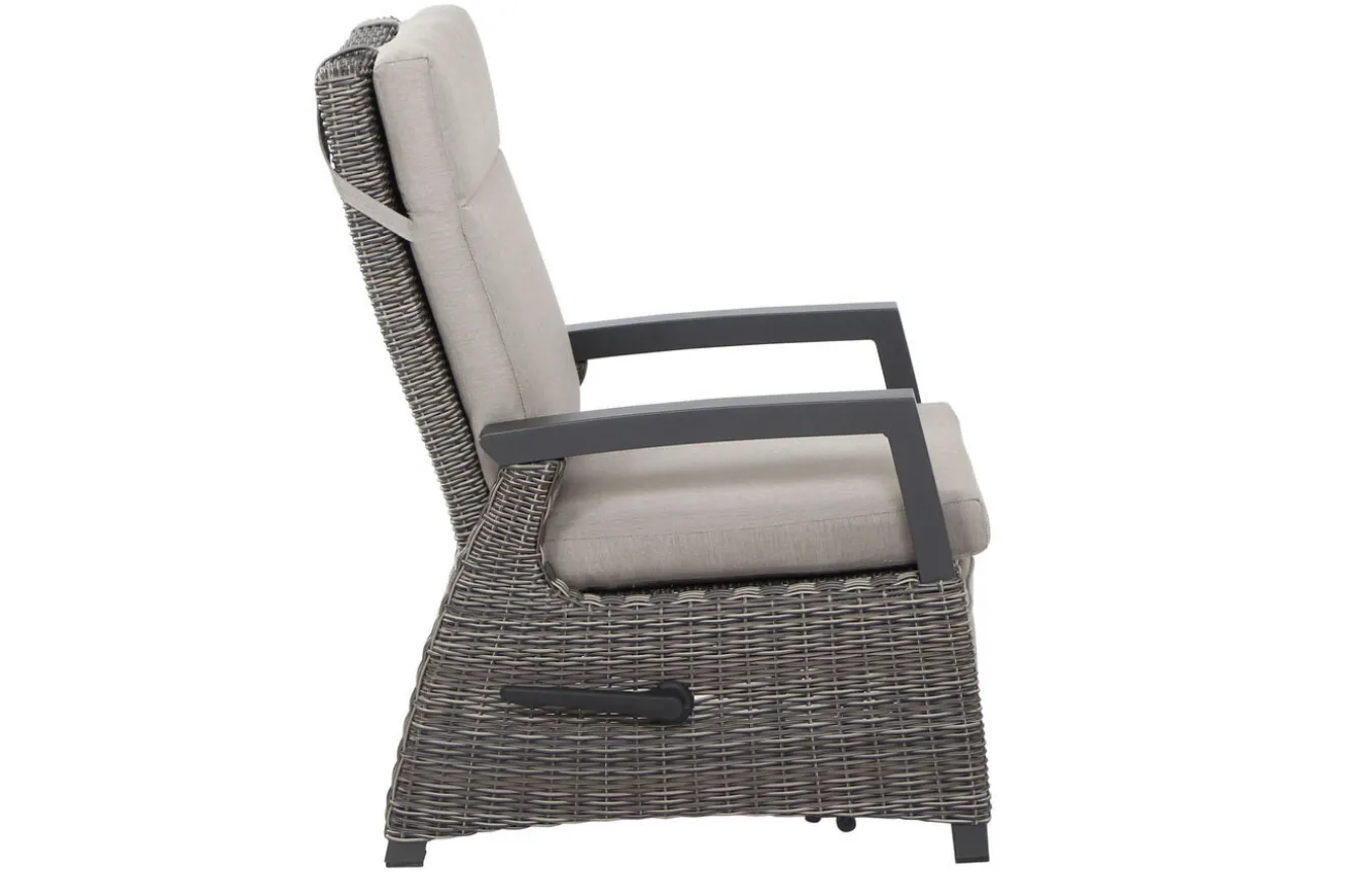 SIENA GARDEN Corido Garten-Essgruppe, charcoal, Alu / Gardino®-Geflecht, 6 Relaxsessel, stufenloser Lifttisch 160x90x47-71cm