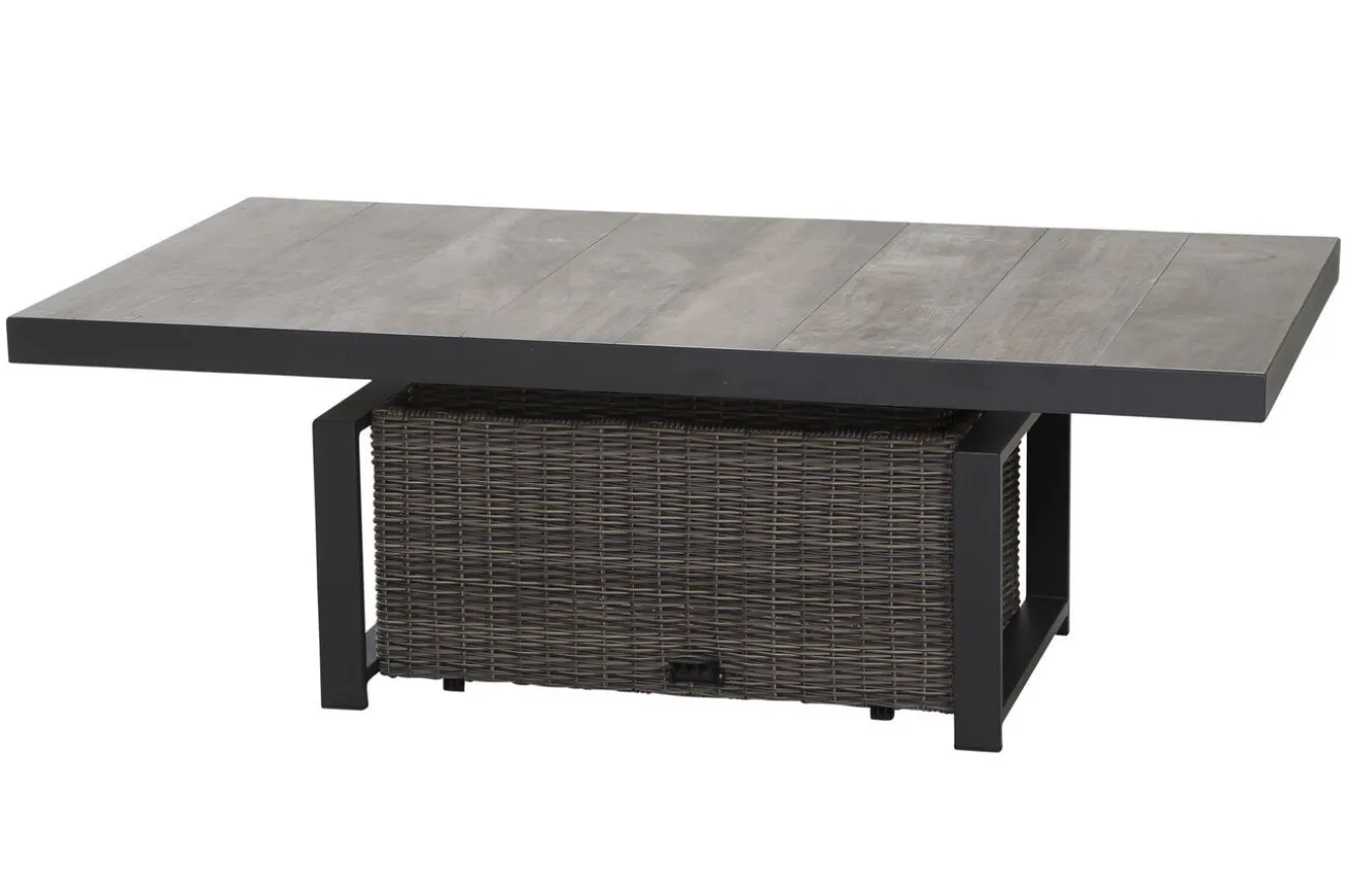 SIENA GARDEN Corido Garten-Essgruppe, charcoal, Alu / Gardino®-Geflecht, 6 Loungesessel, stufenloser Lifttisch 160x90x47-71cm