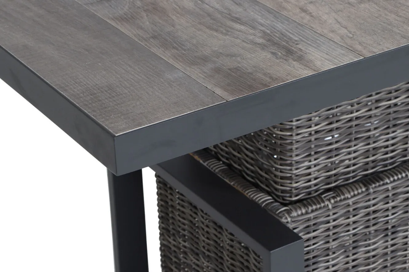 SIENA GARDEN Corido Garten-Essgruppe, charcoal, Alu / Gardino®-Geflecht, 4 Diningsessel, stufenloser Lifttisch 130x 75 x 47-71 cm