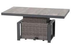 SIENA GARDEN Corido Garten-Essgruppe, charcoal, Alu / Gardino®-Geflecht, 4 Diningsessel, stufenloser Lifttisch 130x 75 x 47-71 cm
