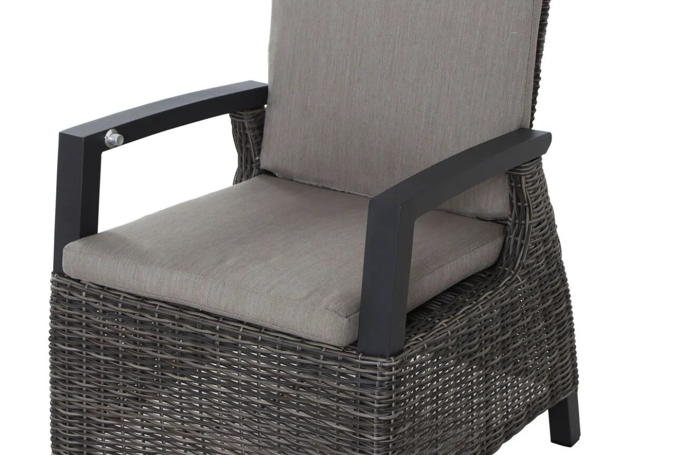 SIENA GARDEN Corido Garten-Essgruppe, charcoal, Alu / Gardino®-Geflecht, 4 Diningsessel, stufenloser Lifttisch 130x 75 x 47-71 cm