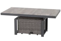 SIENA GARDEN Corido Garten-Essgruppe, charcoal, Alu / Gardino®-Geflecht, 4 Diningsessel, stufenloser Lifttisch 130x 75 x 47-71 cm