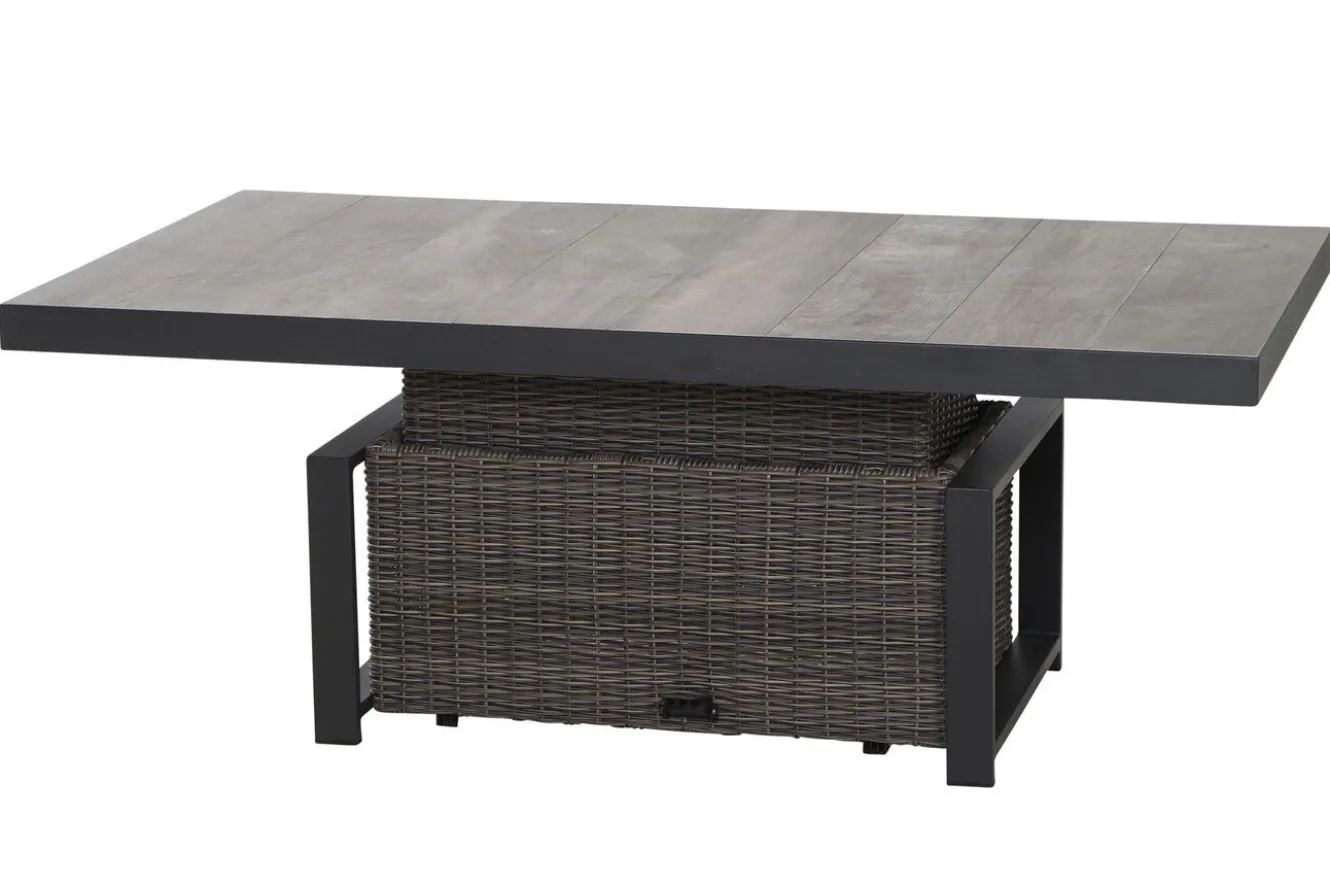 SIENA GARDEN Corido Garten-Essgruppe, charcoal, Alu / Gardino®-Geflecht, 6 Diningsessel, stufenloser Lifttisch 160 x 90 x 47-71 cm