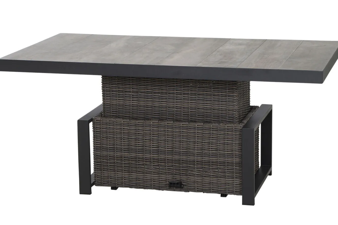 SIENA GARDEN Corido Gartenlounge, charcoal, Alu/Gardino®-Geflecht, 2 Relaxsessel + 3er Sofa, stufenloser Lifttisch 160x90x47-71cm