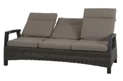 SIENA GARDEN Corido Gartenlounge, charcoal, Alu/Gardino®-Geflecht, 2 Relaxsessel + 3er Sofa, stufenloser Lifttisch 160x90x47-71cm