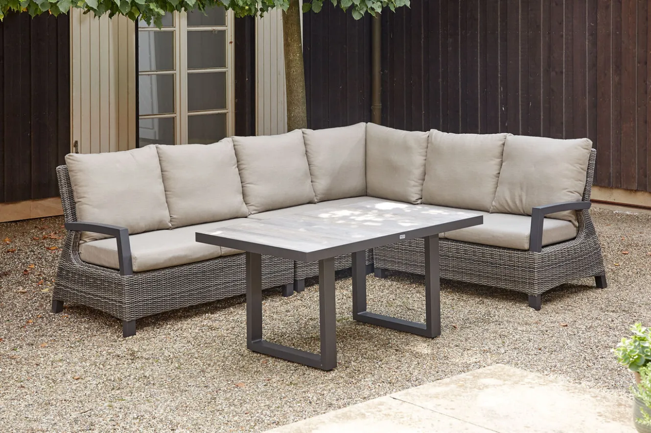 SIENA GARDEN Corido Gartenlounge, charcoal, Alu/Gardino®-Geflecht, 6 Personen, Loungetisch 140x85cm