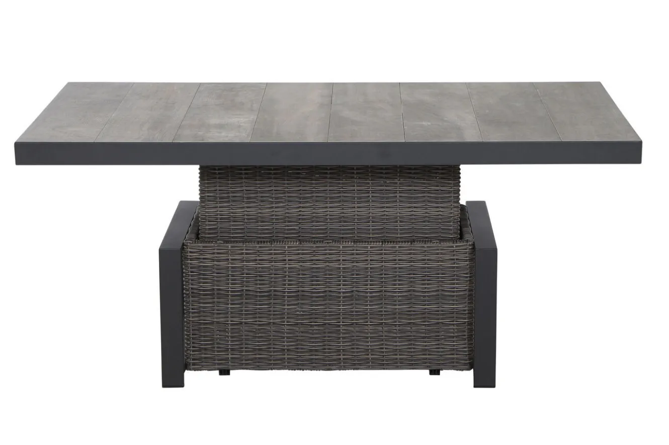 SIENA GARDEN Corido Lifttisch, charcoal, Alu/Gardino®-Geflecht, 160 x 90 cm, höhenverstellbar