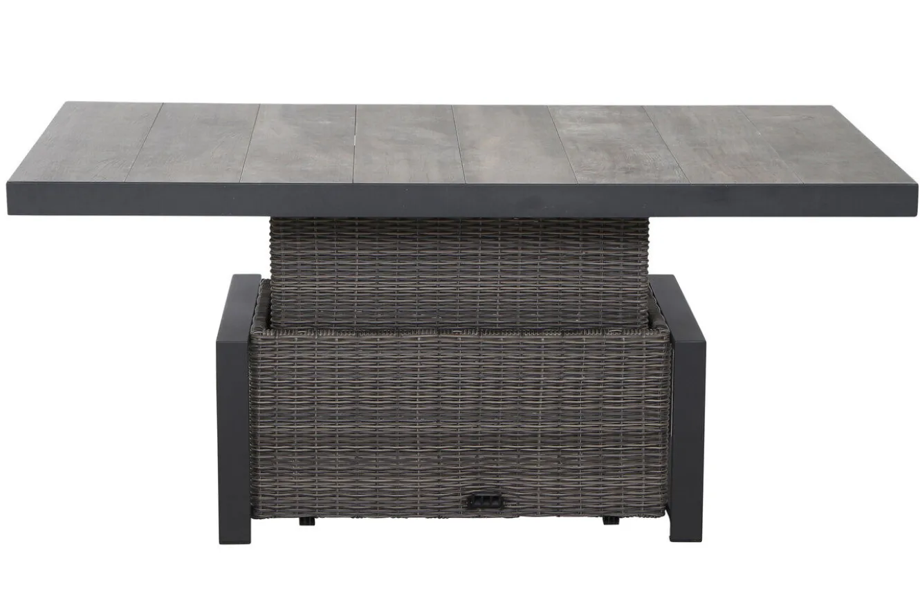 SIENA GARDEN Corido Lifttisch, charcoal, Alu/Gardino®-Geflecht, 160 x 90 cm, höhenverstellbar