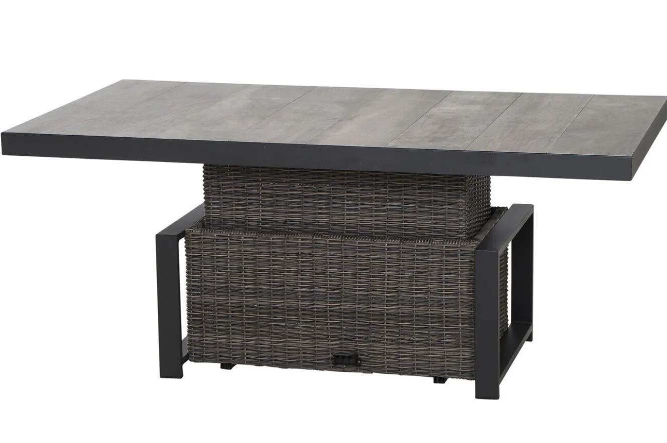 SIENA GARDEN Corido Lifttisch, charcoal, Alu/Gardino®-Geflecht, 160 x 90 cm, höhenverstellbar