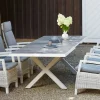 SIENA GARDEN Corido/Sincro Garten-Essgruppe, ice grey/weiß grau, Alu/Gardino®-Geflecht/Keramik, Ausziehtisch 200/260x100 cm, 6 Diningsessel