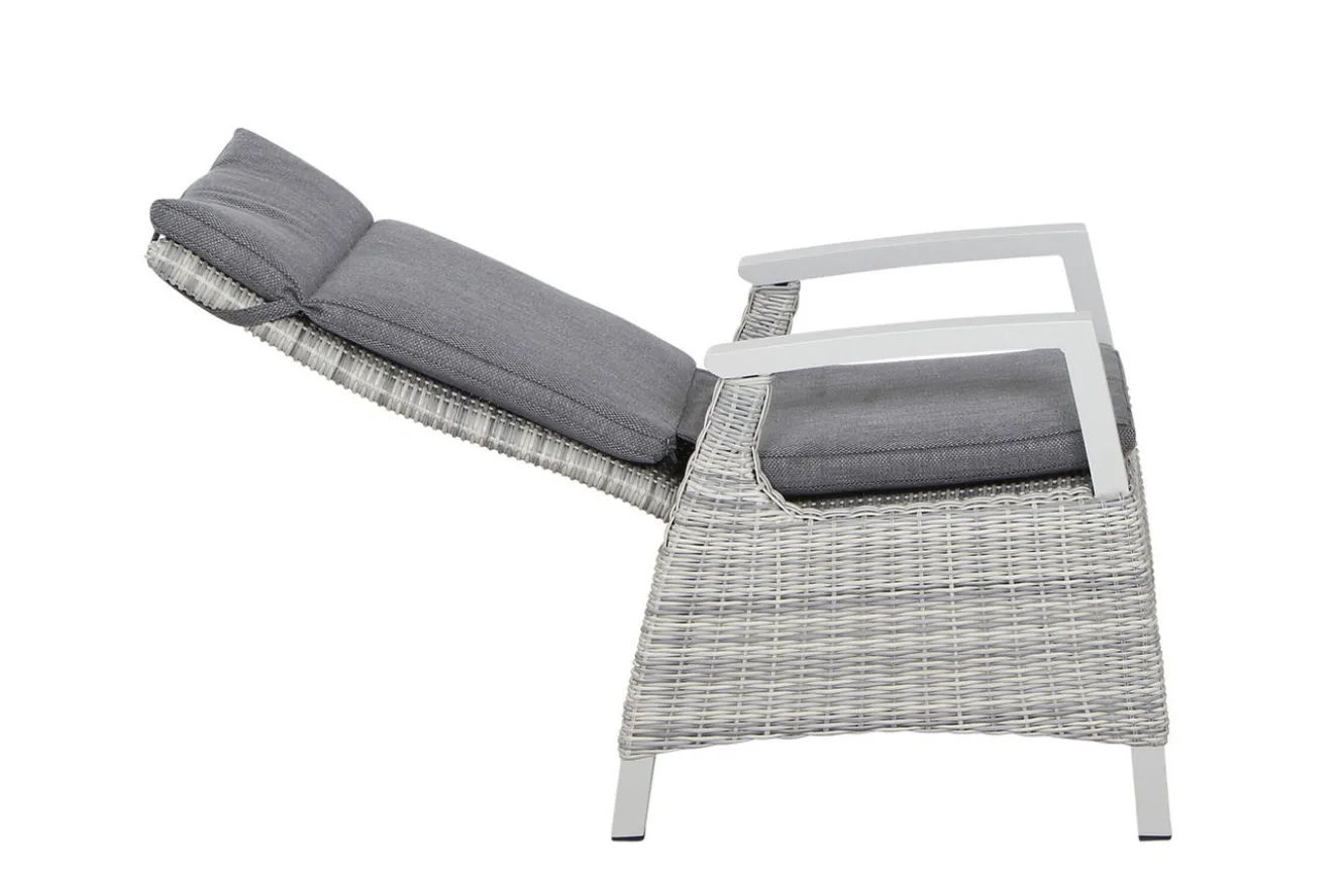 SIENA GARDEN Corido/Sincro Garten-Essgruppe, ice grey/weiß grau, Alu/Gardino®-Geflecht/Keramik, Ausziehtisch 200/260x100 cm, 6 Diningsessel