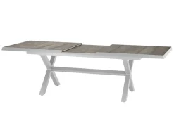 SIENA GARDEN Corido/Sincro Garten-Essgruppe, ice grey/weiß grau, Alu/Gardino®-Geflecht/Keramik, Ausziehtisch 200/260x100 cm, 6 Diningsessel