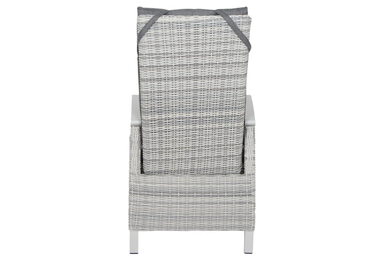 SIENA GARDEN Corido/Sincro Garten-Essgruppe, ice grey/weiß grau, Alu/Gardino®-Geflecht/Keramik, Ausziehtisch 200/260x100 cm, 6 Diningsessel
