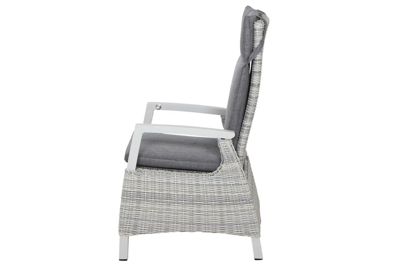SIENA GARDEN Corido/Sincro Garten-Essgruppe, ice grey/weiß grau, Alu/Gardino®-Geflecht/Keramik, Ausziehtisch 200/260x100 cm, 8 Dining Move Sessel