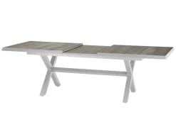 SIENA GARDEN Corido/Sincro Garten-Essgruppe, ice grey/weiß grau, Alu/Gardino®-Geflecht/Keramik, Ausziehtisch 200/260x100 cm, 8 Dining Move Sessel