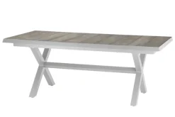 SIENA GARDEN Corido/Sincro Garten-Essgruppe, ice grey/weiß grau, Alu/Gardino®-Geflecht/Keramik, Ausziehtisch 200/260x100 cm, 8 Dining Move Sessel