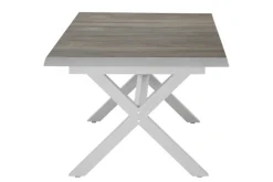 SIENA GARDEN Corido/Sincro Garten-Essgruppe, ice grey/weiß grau, Alu/Gardino®-Geflecht/Keramik, Ausziehtisch 200/260x100 cm, 4 Dining Move Sessel