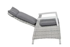 SIENA GARDEN Corido/Sincro Garten-Essgruppe, ice grey/weiß grau, Alu/Gardino®-Geflecht/Keramik, Ausziehtisch 200/260x100 cm, 4 Dining Move Sessel