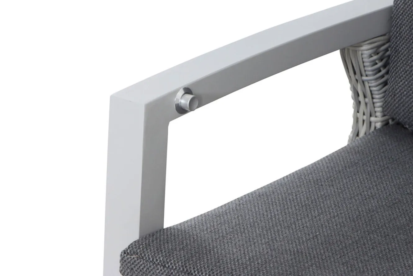 SIENA GARDEN Corido/Sincro Garten-Essgruppe, ice grey/weiß grau, Alu/Gardino®-Geflecht/Keramik, Ausziehtisch 200/260x100 cm, 4 Dining Move Sessel