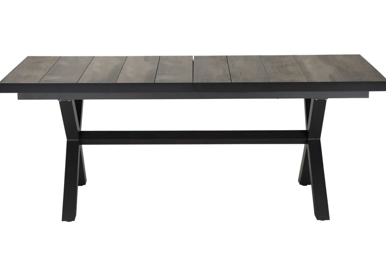 SIENA GARDEN Corido / Sincro Garten-Essgruppe, charcoal, Alu / Gardino®-Geflecht, 6 Diningsessel, Ausziehtisch 200/260 x 100 cm