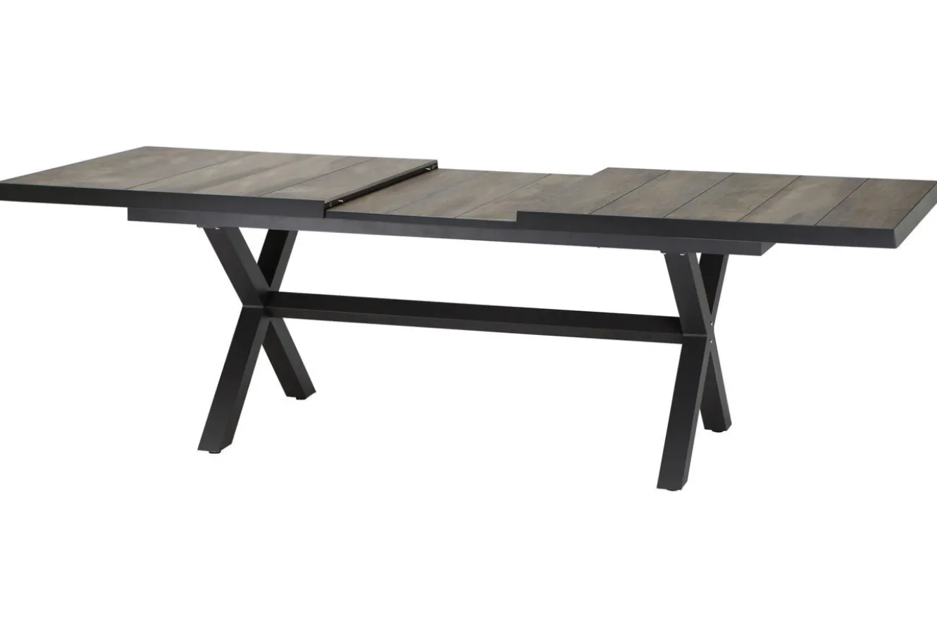 SIENA GARDEN Corido / Sincro Garten-Essgruppe, charcoal, Alu / Gardino®-Geflecht, 6 Diningsessel, Ausziehtisch 200/260 x 100 cm