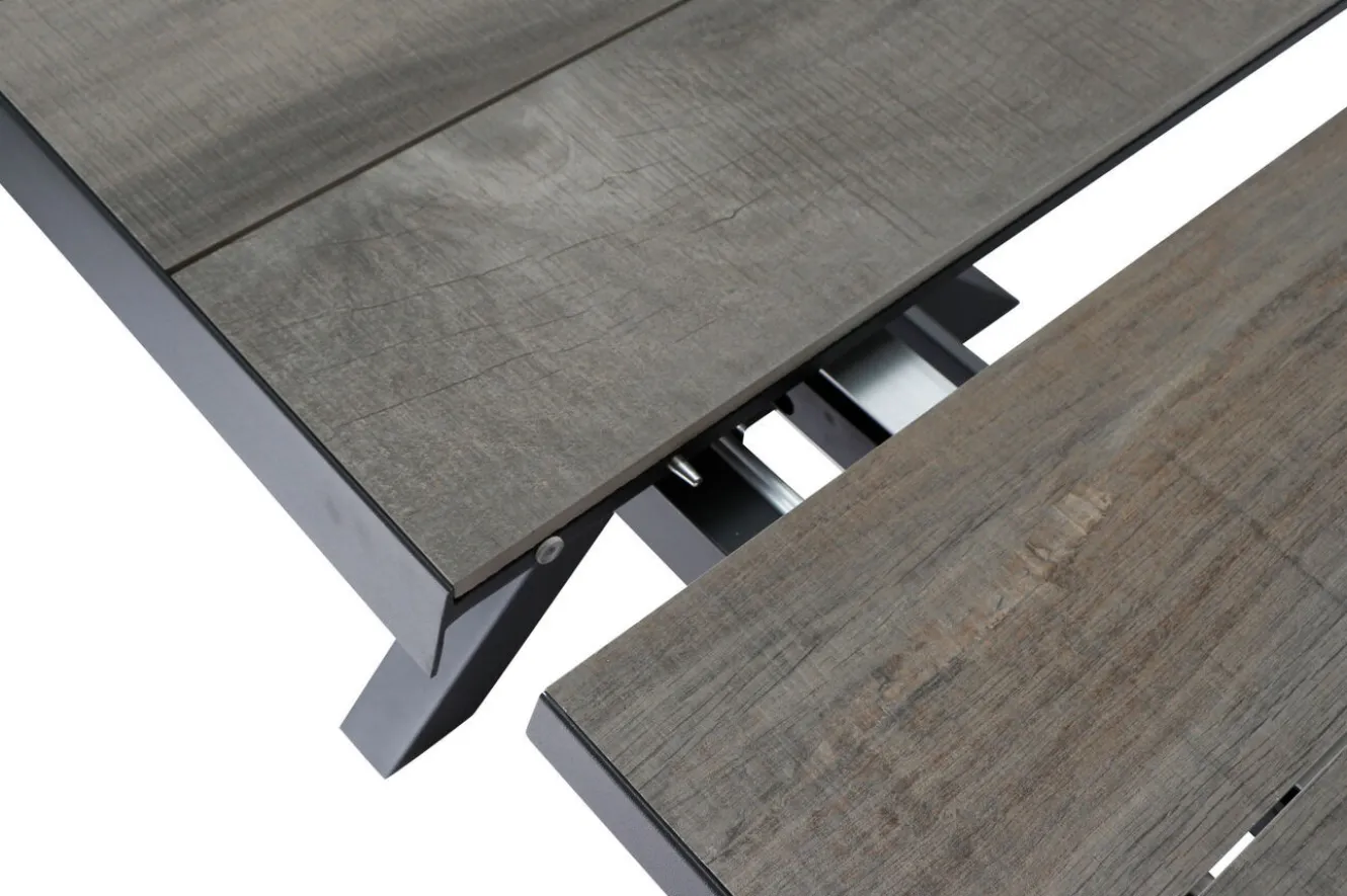 SIENA GARDEN Corido / Sincro Garten-Essgruppe, charcoal, Alu / Gardino®-Geflecht, 6 Diningsessel, Ausziehtisch 200/260 x 100 cm