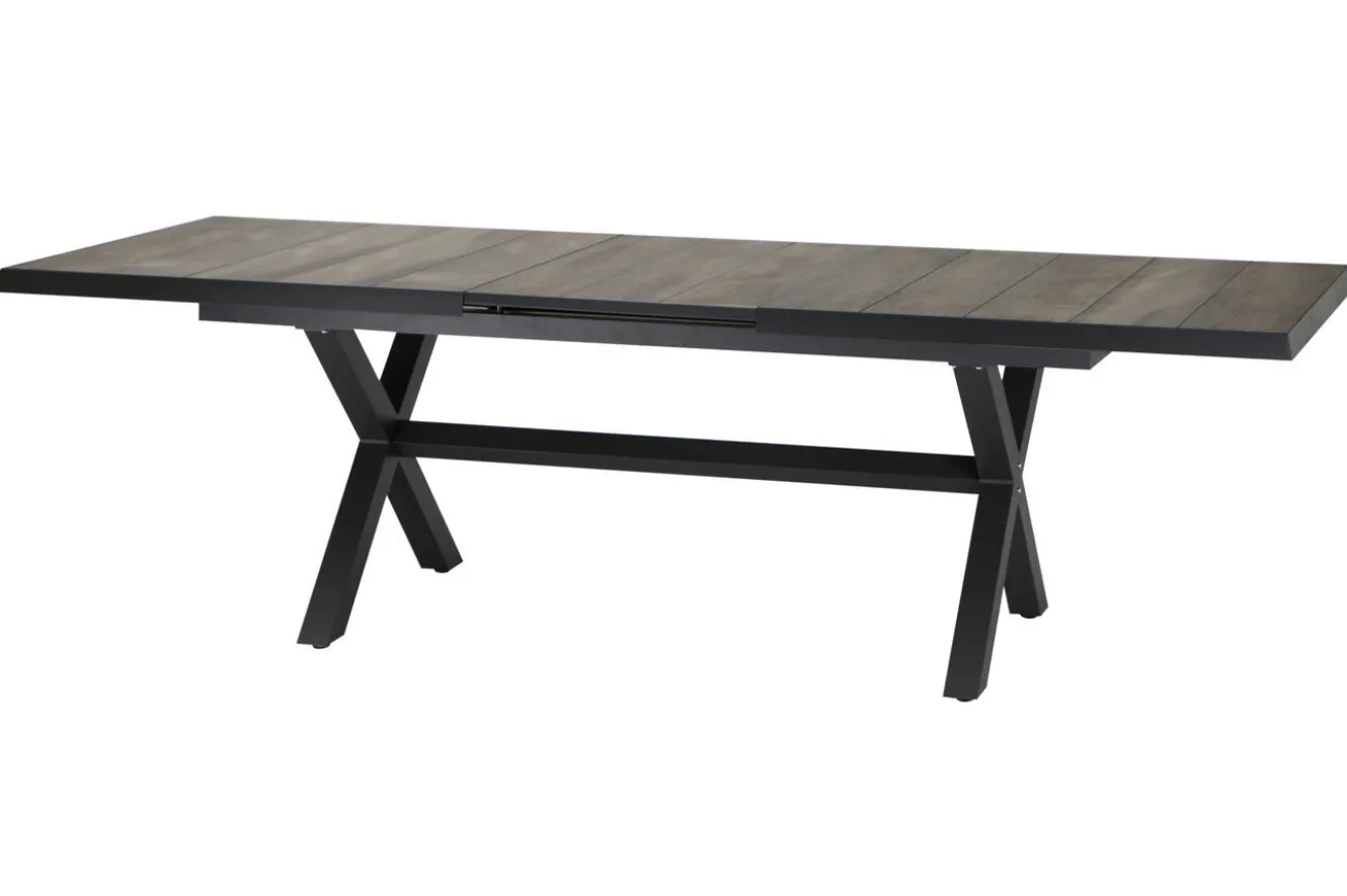 SIENA GARDEN Corido / Sincro Garten-Essgruppe, charcoal, Alu / Gardino®-Geflecht, 8 Diningsessel, Ausziehtisch 200/260 x 100 cm