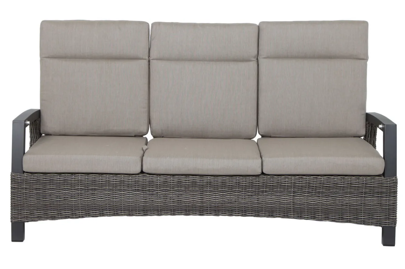 SIENA GARDEN Corido 3-Sitzer Sofa, charcoal, Alu / Gardino®-Geflecht, 206x87x103 cm, verstellb. Rückenlehnen