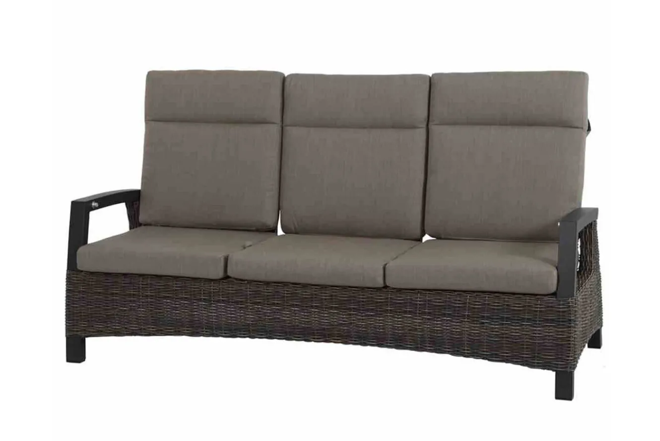 SIENA GARDEN Corido 3-Sitzer Sofa, charcoal, Alu / Gardino®-Geflecht, 206x87x103 cm, verstellb. Rückenlehnen