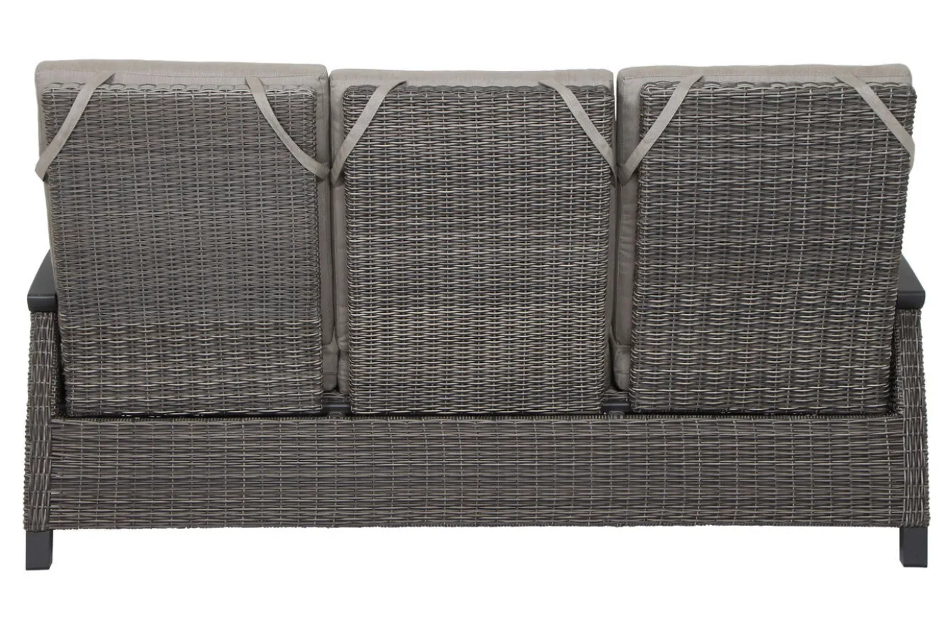 SIENA GARDEN Corido 3-Sitzer Sofa, charcoal, Alu / Gardino®-Geflecht, 206x87x103 cm, verstellb. Rückenlehnen