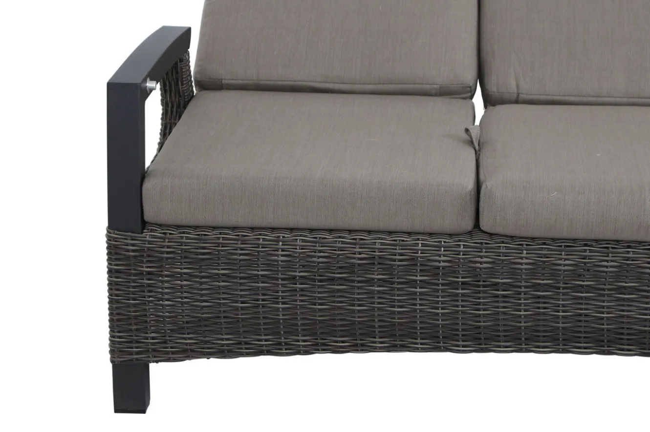 SIENA GARDEN Corido 3-Sitzer Sofa, charcoal, Alu / Gardino®-Geflecht, 206x87x103 cm, verstellb. Rückenlehnen