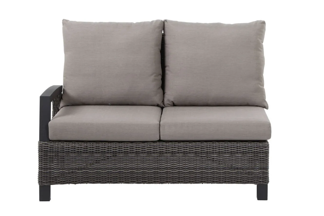 SIENA GARDEN Corido 2-Sitzer Sofa, charcoal, Alu / Gardino®-Geflecht, 136x83x88 cm, Armlehne rechts