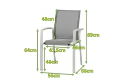 SIENA GARDEN Dining Sessel Velia, Aluminium/Ranotex, matt weiß-grau