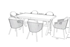 SIENA GARDEN Garten-Essgruppe, anthrazit/dunkelgrau, Alu/Keramik Rope-Geflecht, ausziehbare Tischplatte 200/260 x 100 cm, 6 Diningsessel
