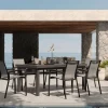 SIENA GARDEN Garten-Essgruppe, anthrazit/grau, Aluminium/Ranotex-Gewebe, Ausziehtisch 180/240 x 100 cm, inkl. 6 Stapelsessel
