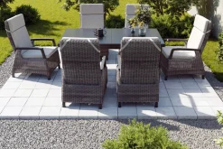 SIENA GARDEN Garten-Essgruppe, anthrazit/grau, Alu/Polyrattan, Ausziehtisch 180/240 x 100 cm, inkl. 6 Diningsessel