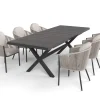 SIENA GARDEN Garten-Essgruppe, anthrazit/beige, Alu/Keramik/Rope-Geflecht, Tisch 200/265 x 100 cm, 6 Diningsessel