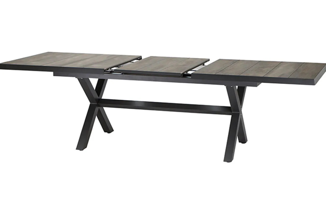 SIENA GARDEN Garten-Essgruppe, anthrazit/grün, Alu/Keramik/Rope-Geflecht, ausziehbarer Tisch 200/260 x 100 cm, 6 Diningsessel