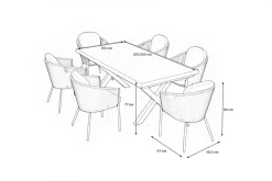 SIENA GARDEN Garten-Essgruppe, anthrazit/grün, Alu/Keramik/Rope-Geflecht, ausziehbarer Tisch 200/260 x 100 cm, 6 Diningsessel