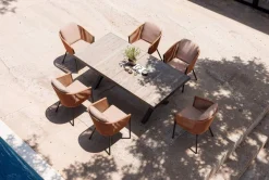 SIENA GARDEN Garten-Essgruppe, anthrazit/orange, Alu/Rope-Geflecht, ausziehbare Tischplatte 200/260 x 100 cm, 6 Diningsessel