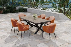 SIENA GARDEN Garten-Essgruppe, anthrazit/orange, Alu/Rope-Geflecht, ausziehbare Tischplatte 200/260 x 100 cm, 6 Diningsessel