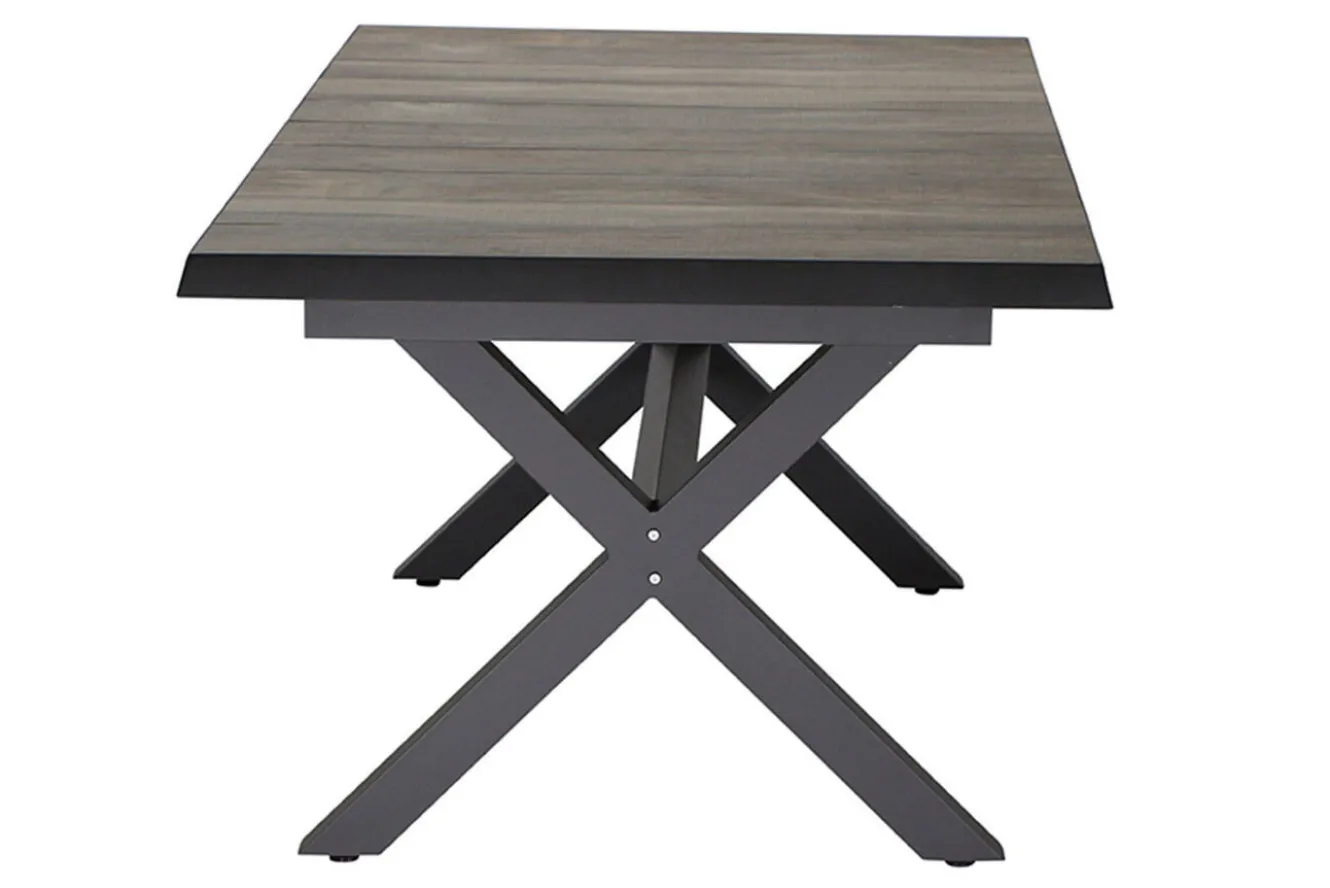 SIENA GARDEN Garten-Essgruppe, anthrazit/orange, Alu/Rope-Geflecht, ausziehbare Tischplatte 200/260 x 100 cm, 6 Diningsessel